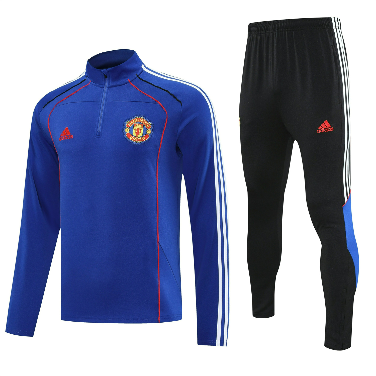 foot-Manchester United 25-26 Long Sleeve Training Set - Blue Top and Black Pants