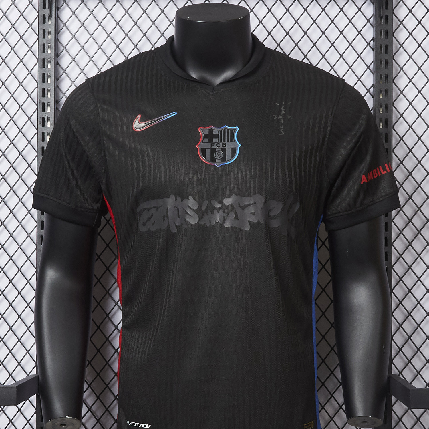 foot-【New】Barcelona x Travis Scott 24-25 Away Pure Black Jersey - Player Version