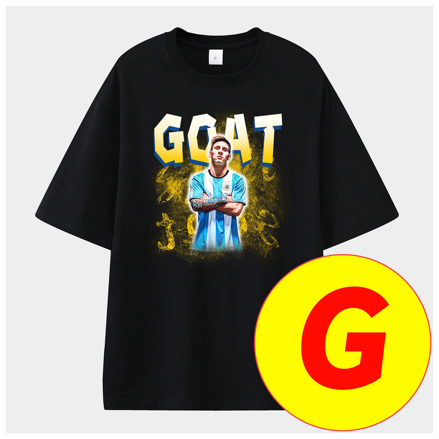foot-Messi GOAT Argentina Barcelona INT M.A.M Unisex Pure Cotton T-shirt