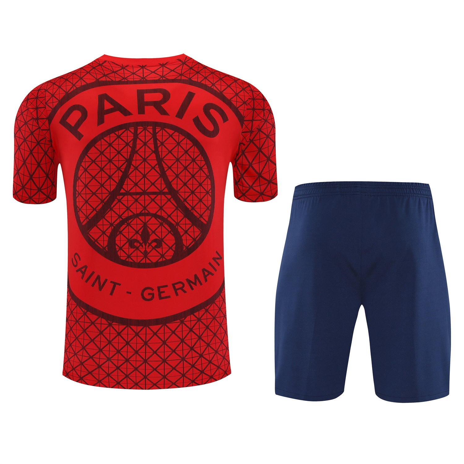 foot-Paris Saint-Germain PSG 25-26 Short-Sleeve Training Set - Red Top & Deep Blue Shorts
