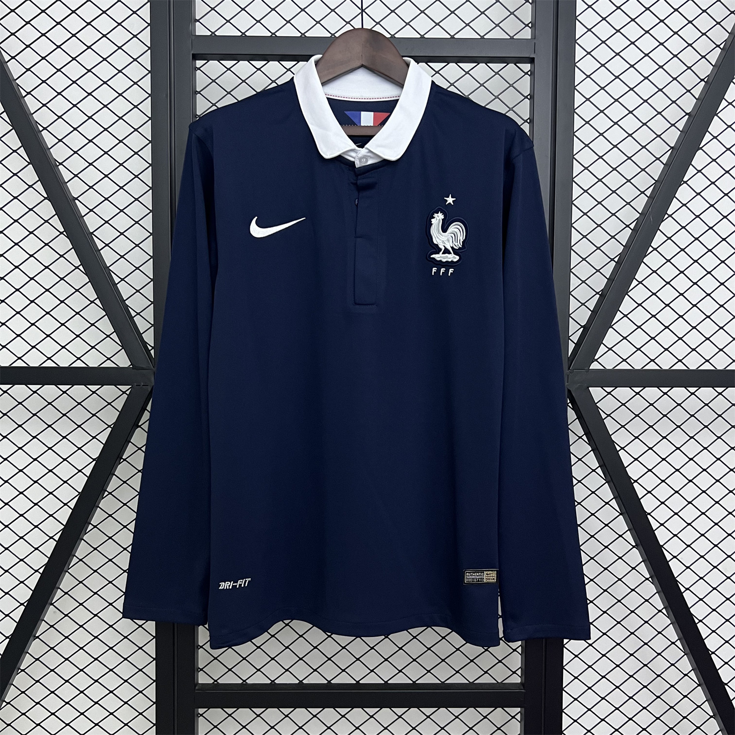 foot-Retro France 2014 Home Long Sleeves Jersey
