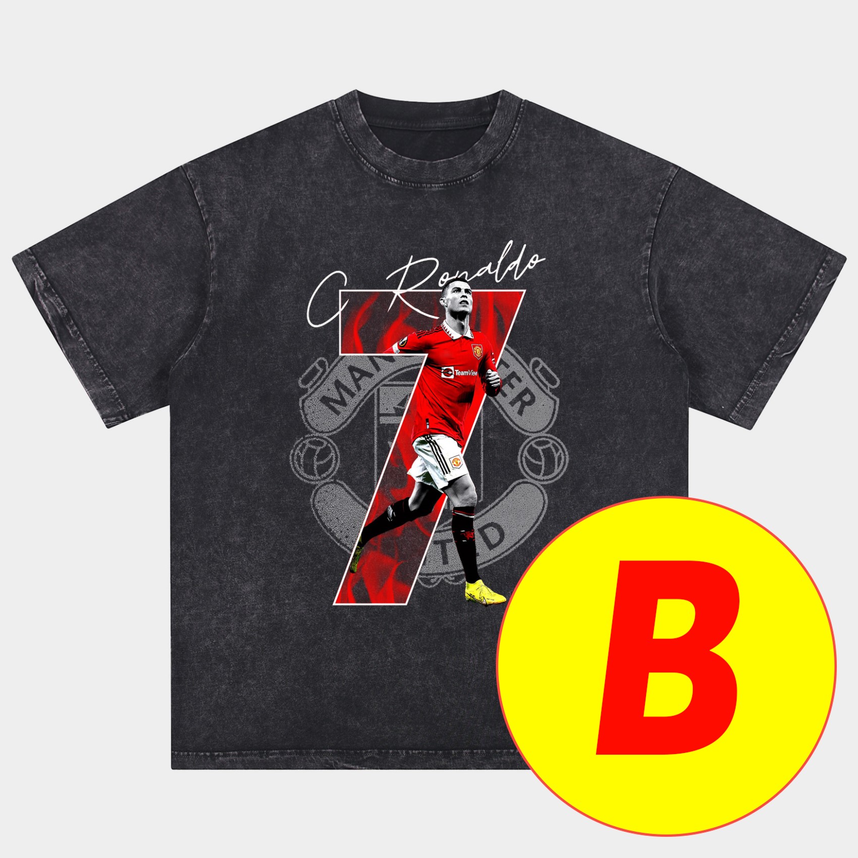 foot-Cristiano Ronaldo Portugal Real Madrid Manchester United Oversized Washed T-Shirt