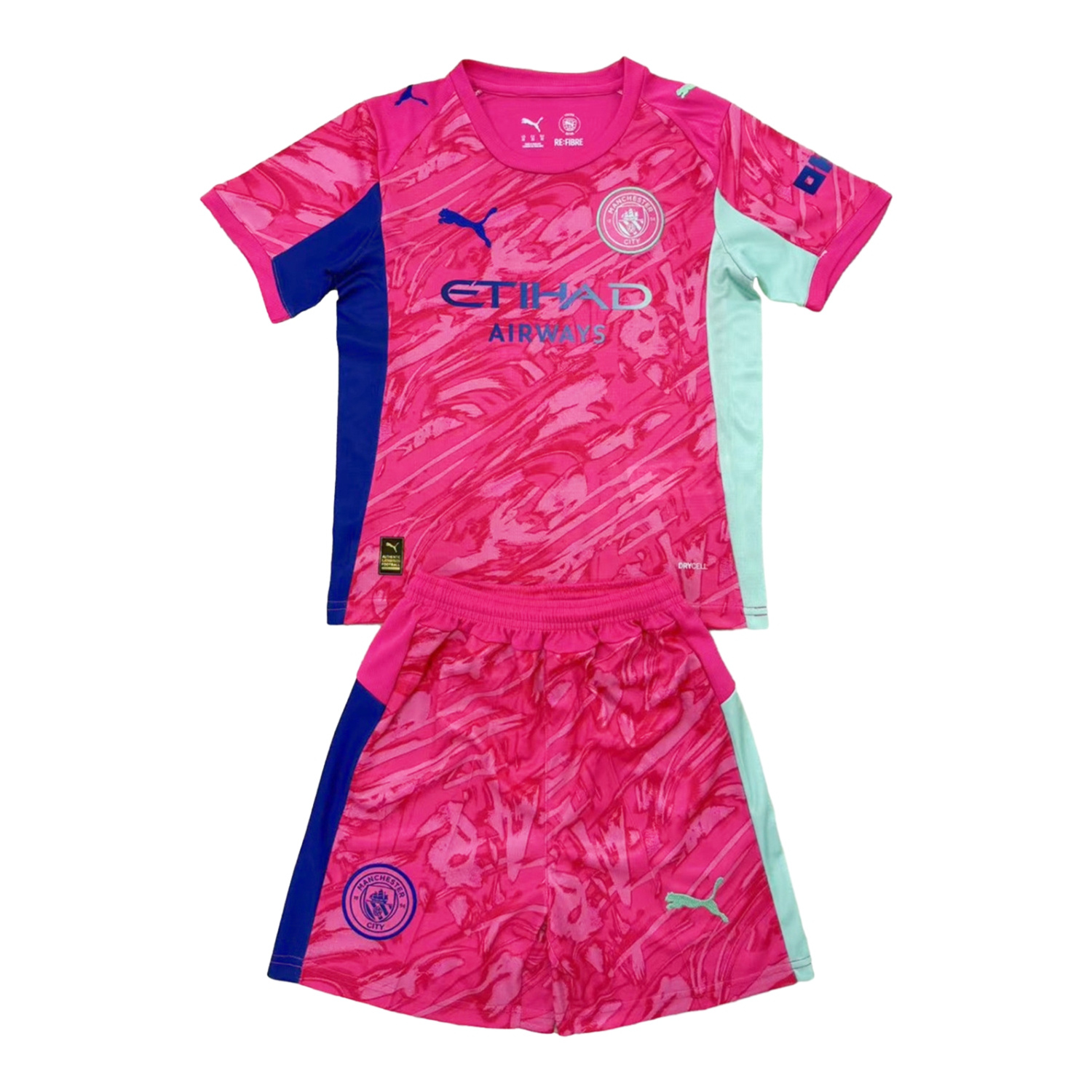 foot-Manchester City 25-26 Pink Red Goalkeeper Men's Adult Jersey Set - Fans Version