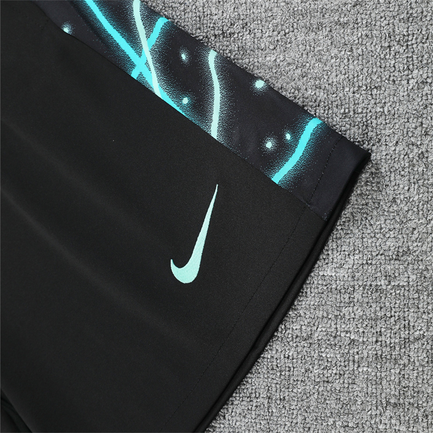 foot-Inter Milan 25-26 Short-Sleeve Training Set - Blue Fluorescent Rays Black Top & Black Shorts