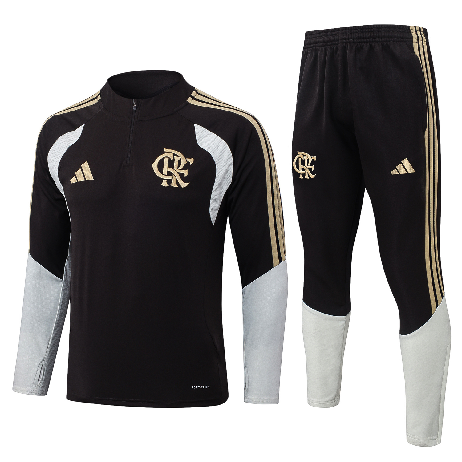 Funinjersey-Flamengo 2026 Long Sleeve Training Set - Black With White Top & Pants