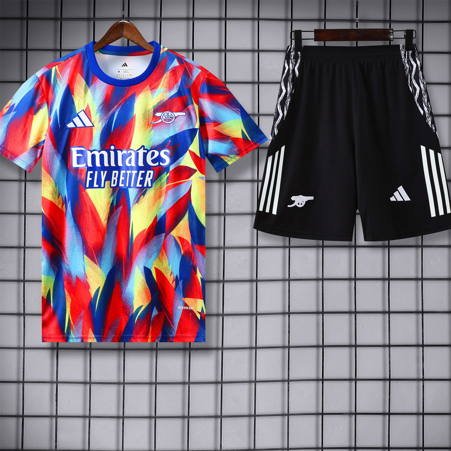 foot-Arsenal 25-26 Short-Sleeve Training Set - Colorful Festival Top and Black Shorts