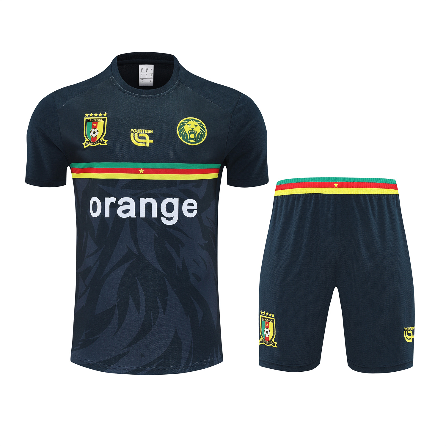 foot-Cameroon 25-26 Short-Sleeve Training Set - Deep Blue Top and Shorts