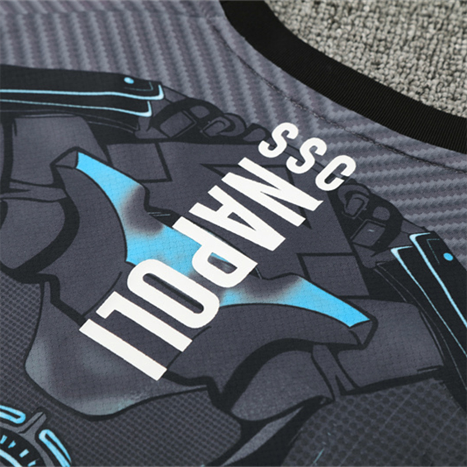 foot-Napoli 25-26 Kids Short-Sleeve Training Set - Gray Mecha Top & Black Shorts