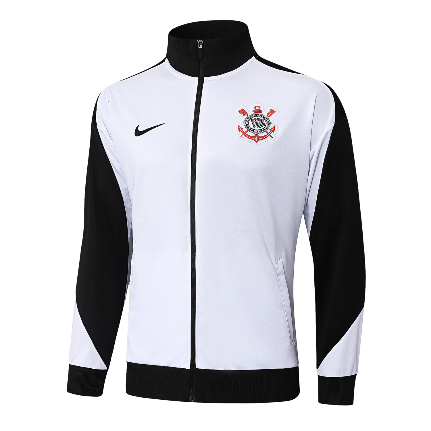foot-Corinthians 25-26 Jacket Training Tracksuit - White Jackets & Black Pants