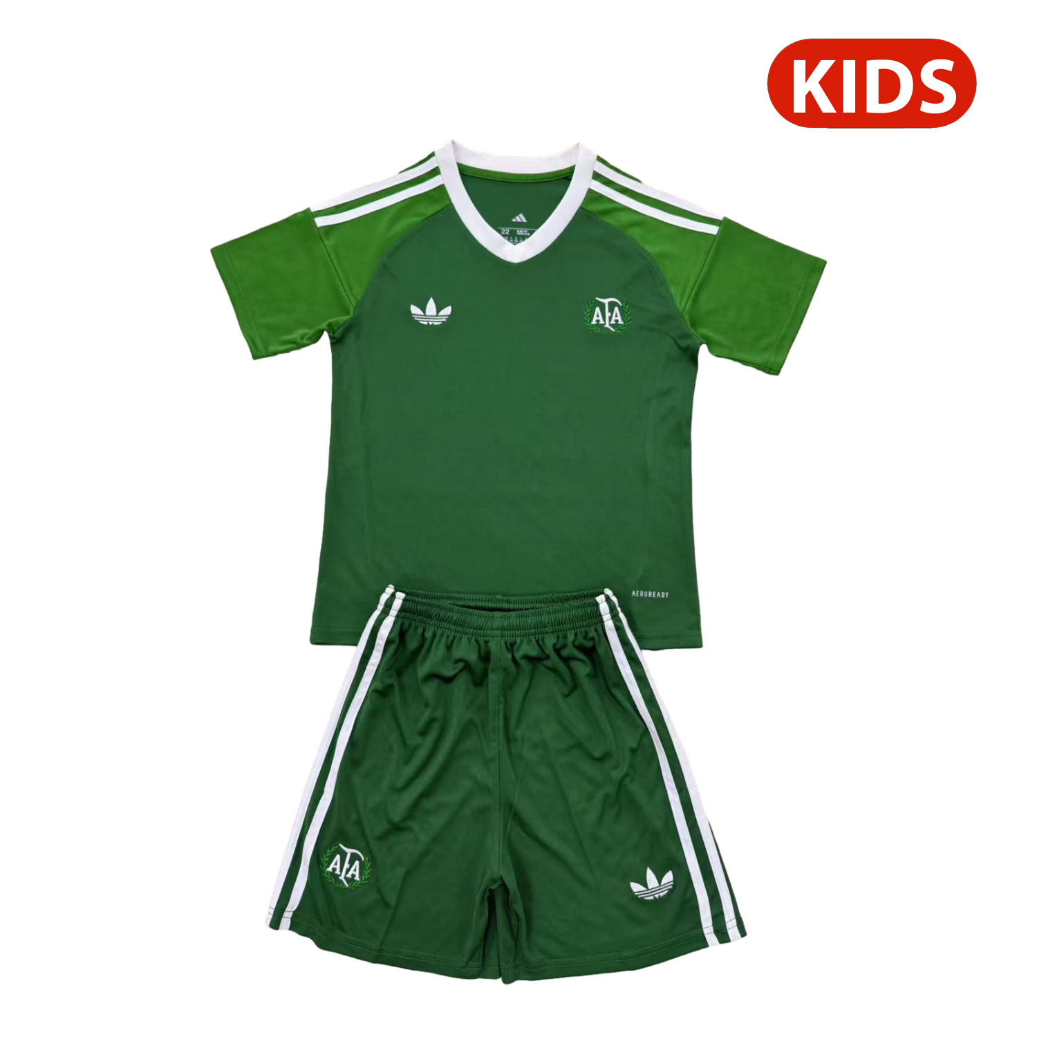 foot-Argentina 25-26 Throwback Trefoil Green Goalkeeper Kids Kit