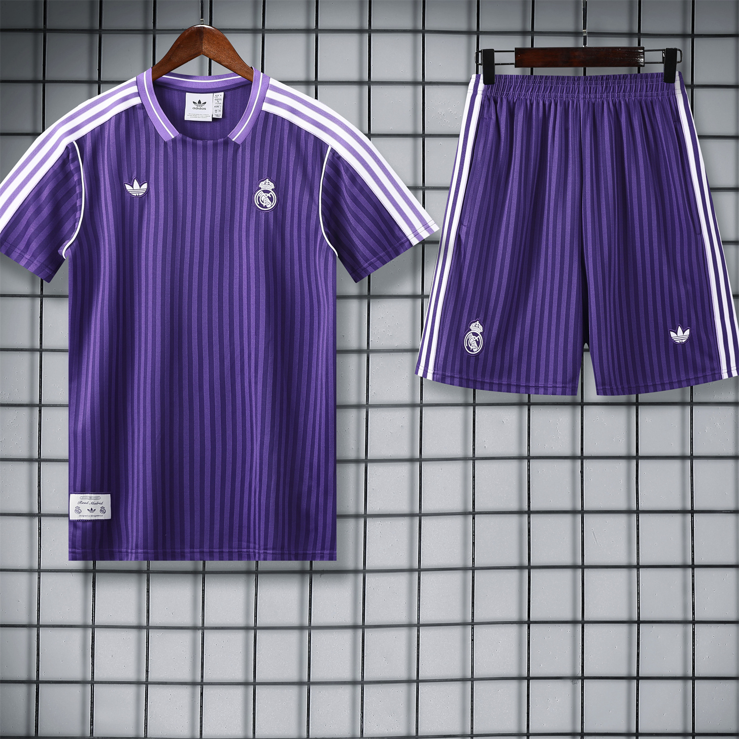foot-Real Madrid 25-26 Short-Sleeve Training Set - Pure Purple Top & Purple Shorts