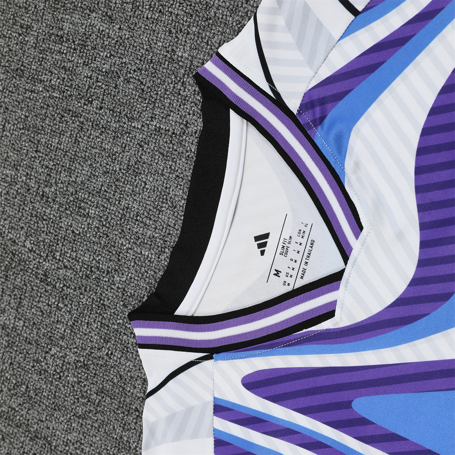 foot-Real Madrid 25-26 Short-Sleeve Training Set - Blue Purple Curve Pattern Top & Black Shorts