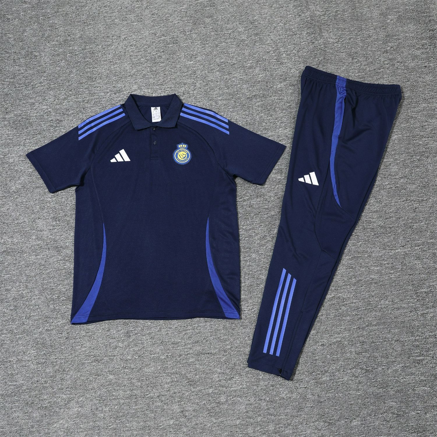 foot-Al Nassr Riyadh Victory 25-26 POLO Short-Sleeve Training Set - Deep Blue Top and Pants