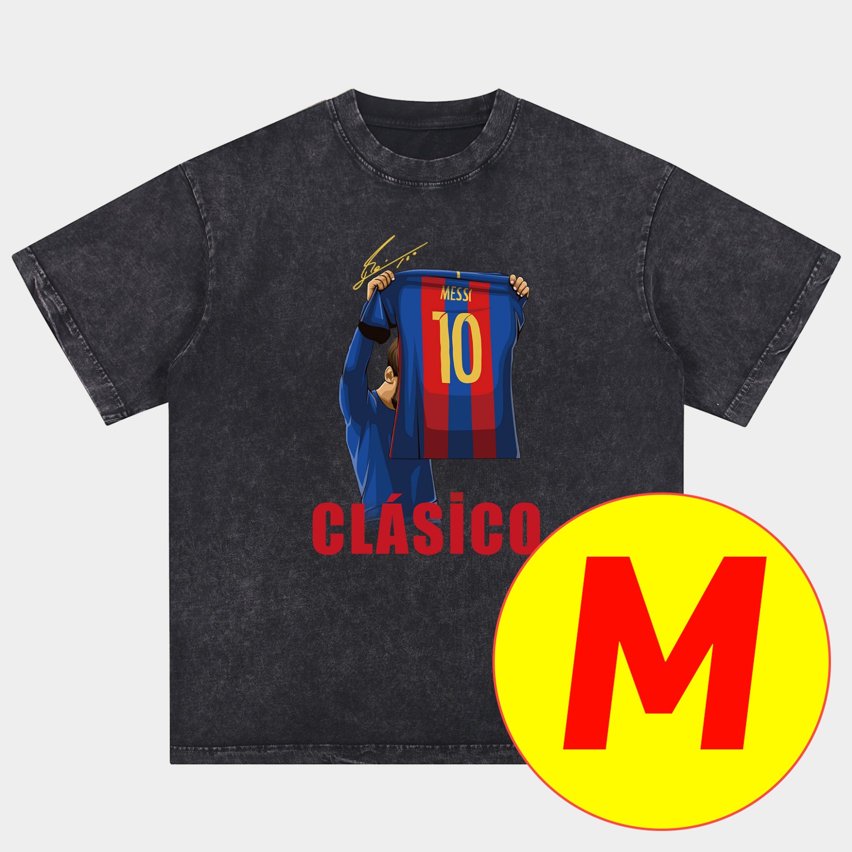 foot-Messi GOAT Argentina Barcelona INT M.A.M Oversized Washed T-Shirt