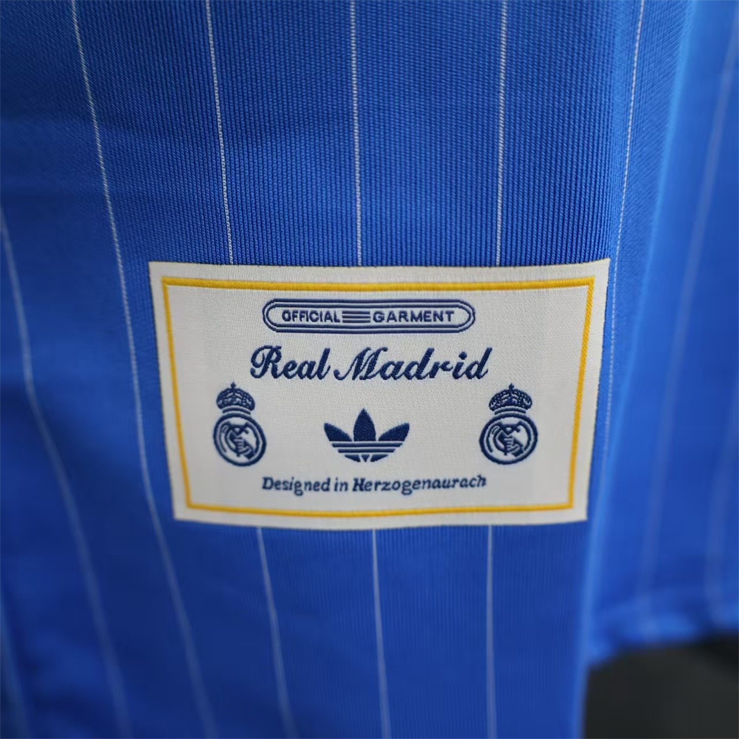 foot-Real Madrid 25-26 Trefoil White Lines Blue Travel Jersey - Player Version