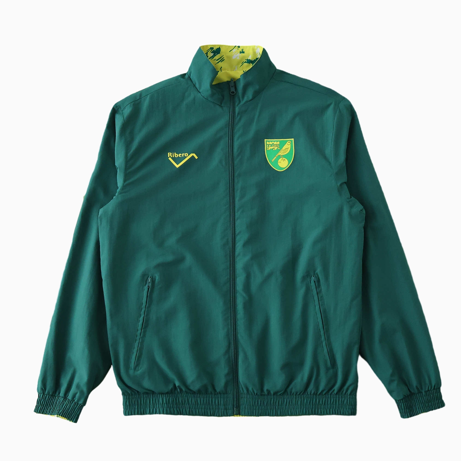 foot-Norwich City 1992-94 Retro Style Double Sided Reversible Windbreaker - Green & Yellow