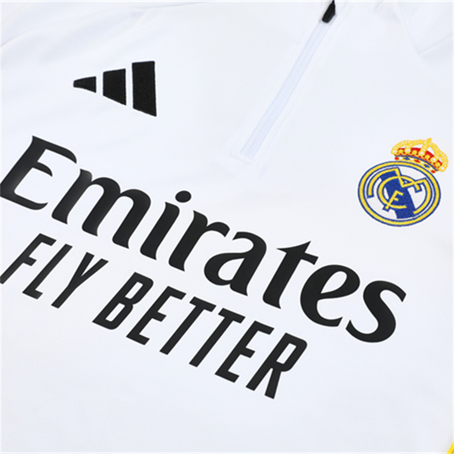foot-Real Madrid 25-26 Kids Long Sleeve Training Set - Yellow Line White Top and Black Shorts