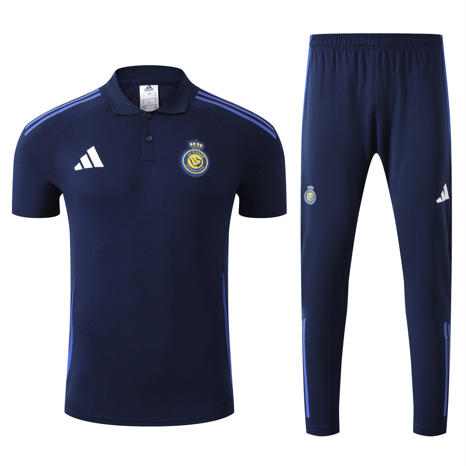 foot-Al Nassr Riyadh Victory 25-26 POLO Short-Sleeve Training Set - Deep Blue Top and Pants