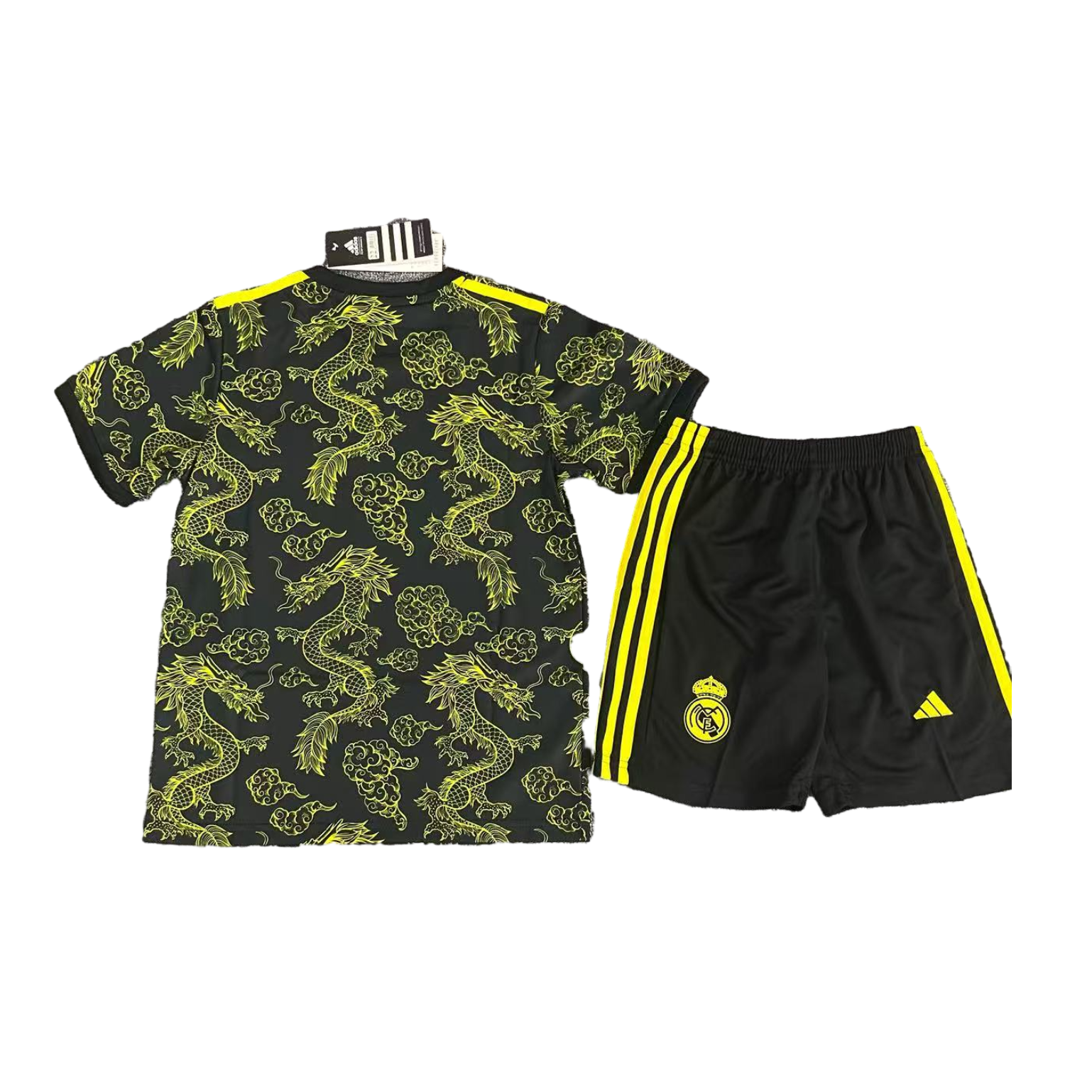 foot-Real Madrid 25-26 Yellow Dragon Yellow Logo Black Special Kids Kit