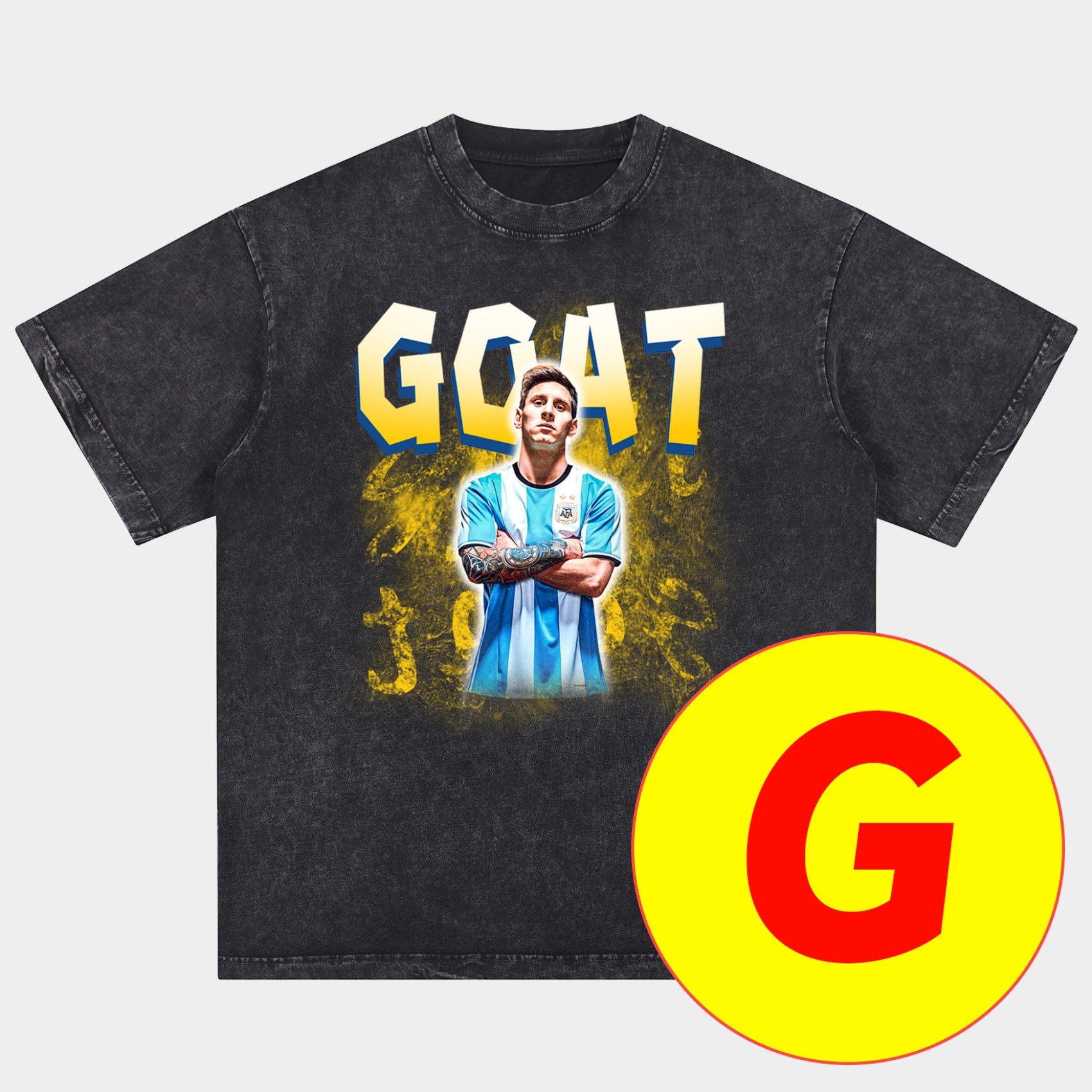 foot-Messi GOAT Argentina Barcelona INT M.A.M Oversized Washed T-Shirt