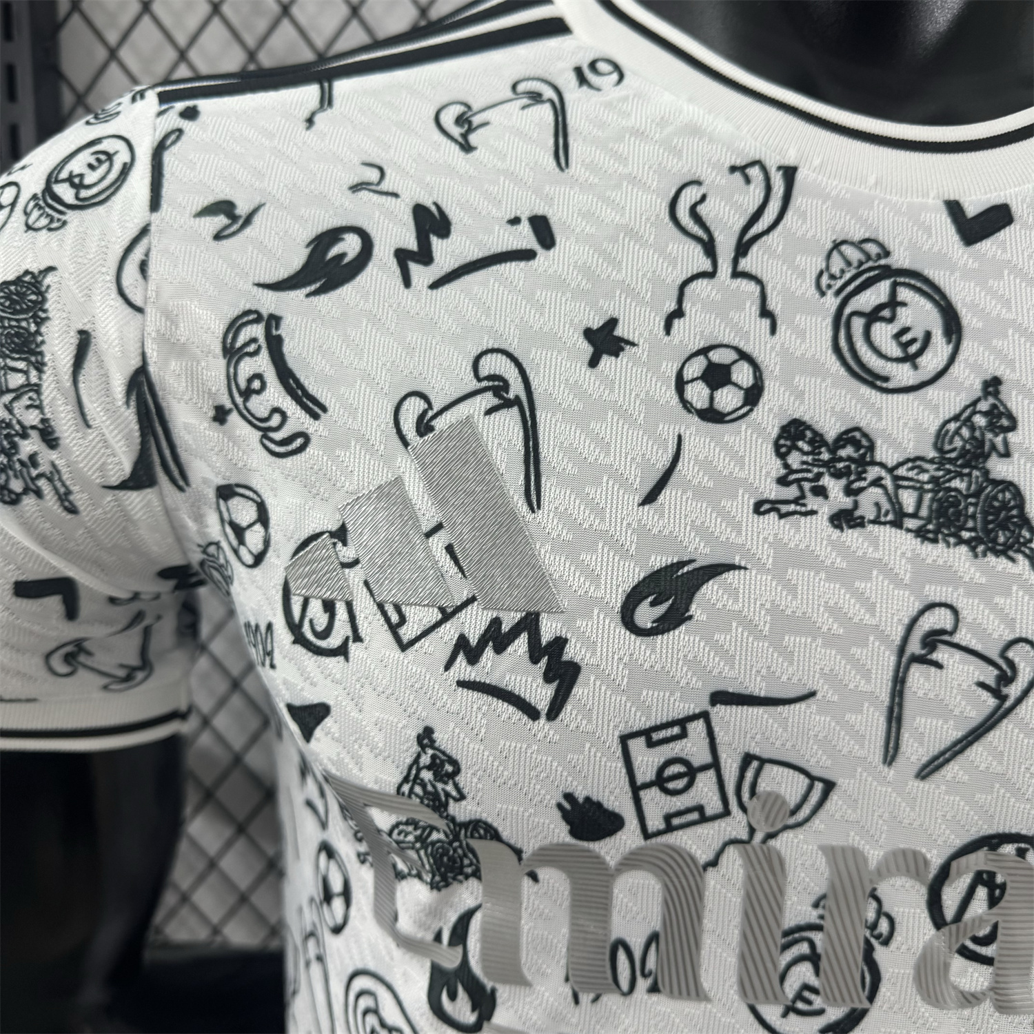 foot-Real Madrid 25-26 White Special Jersey with Black Emoji Icons - Player Version