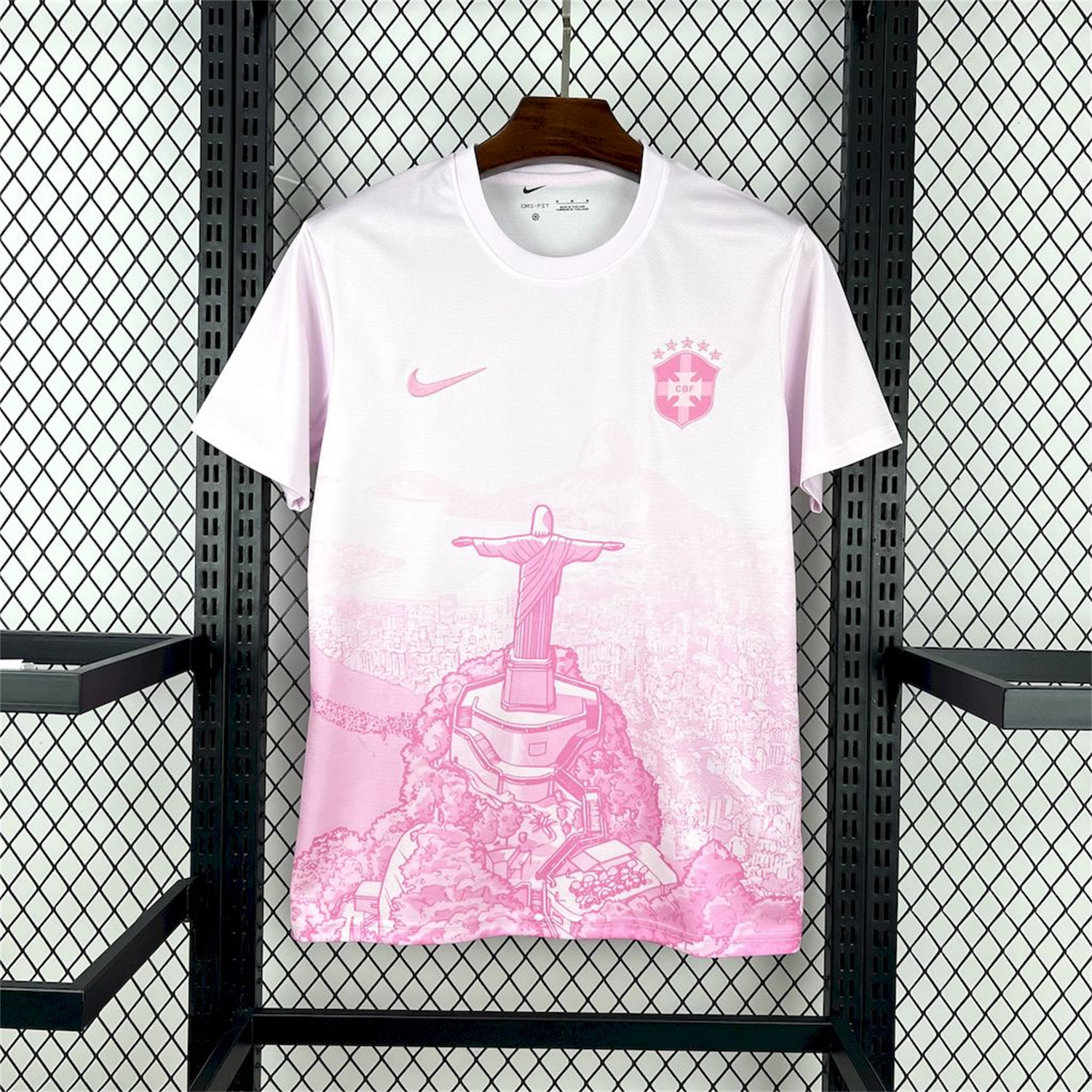 foot-Brazil 25-26 Pink White Jesus Statue Special Jersey - Fans Version