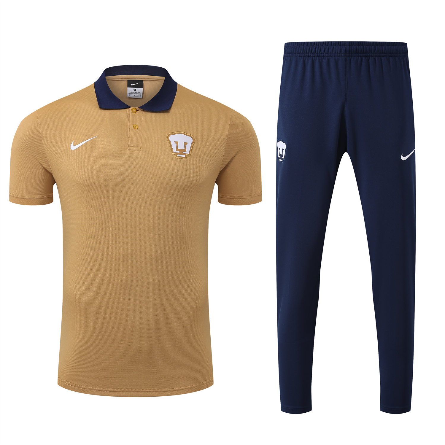 foot-Pumas UNAM 25-26 POLO Short-Sleeve Training Set - Brown Top and Deep Blue Pants