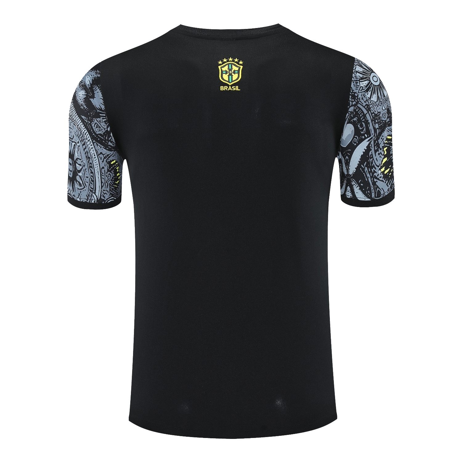 foot-Brazil 25-26 Gray Jesus Statue Short-Sleeve Training Set - Gray Top & Black Shorts