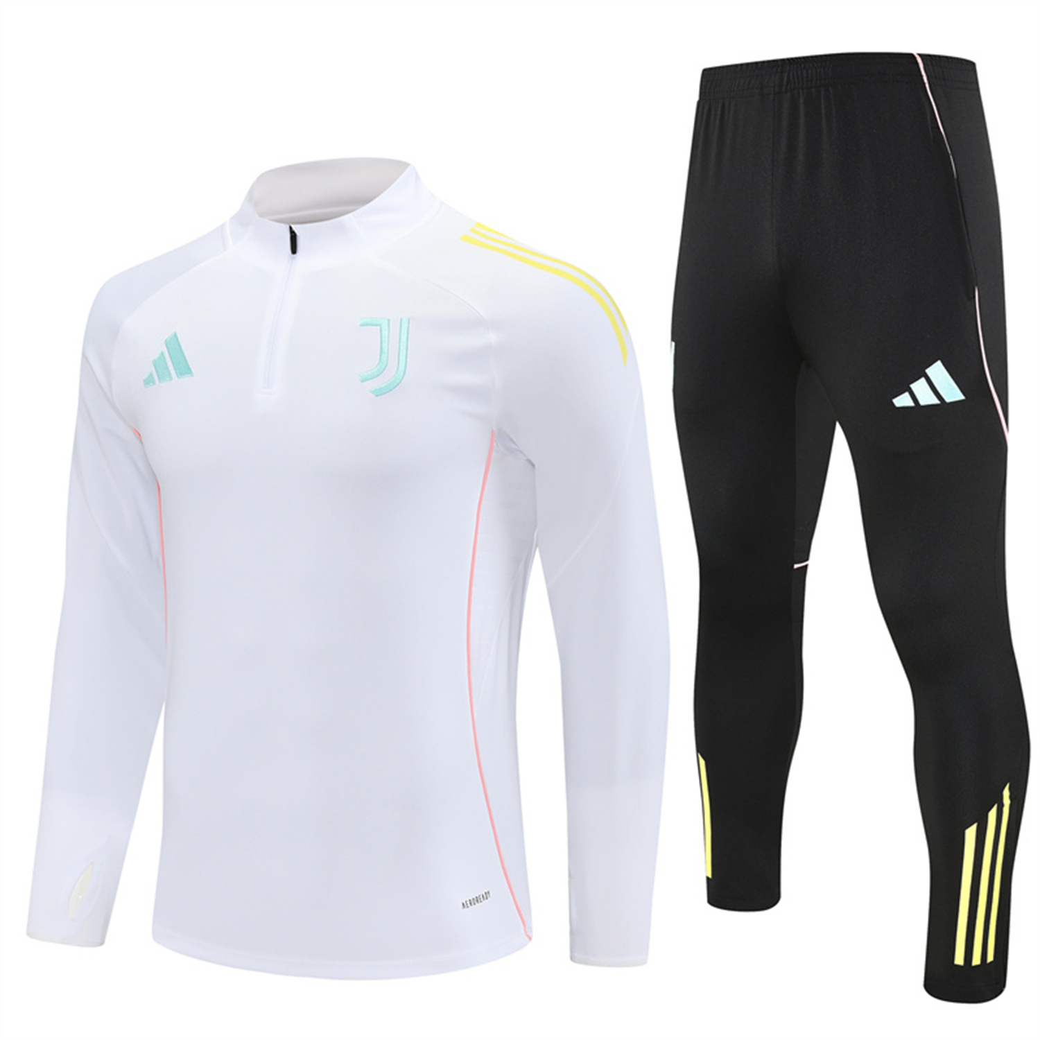 foot-Juventus 25-26 Long Sleeve Training Set - White Top and Black Pants