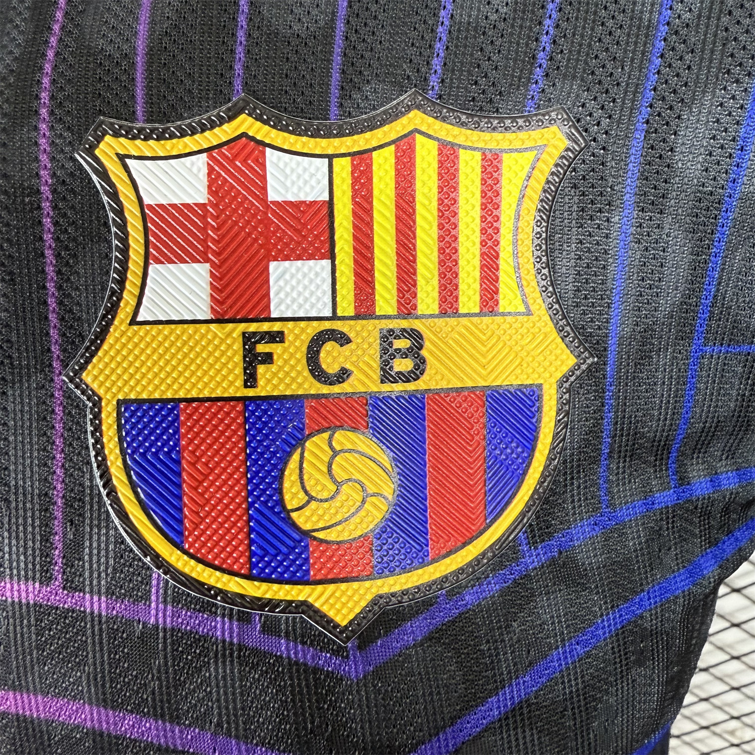 foot-Barcelona 25-26 Fluorescent Team Logo Lines Black Jersey - Player Version