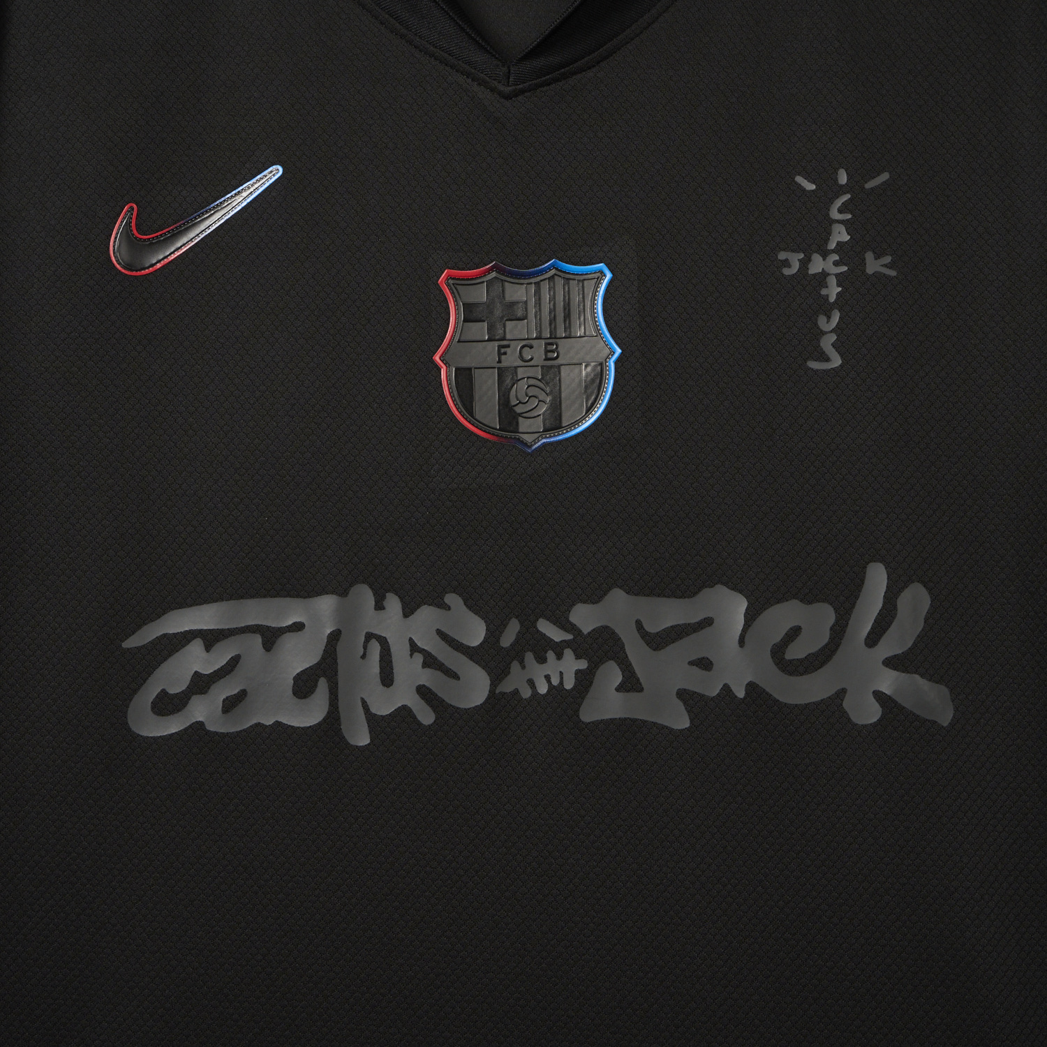 foot-Barcelona x Travis Scott 24-25 Away Pure Black Jersey - Fans Version
