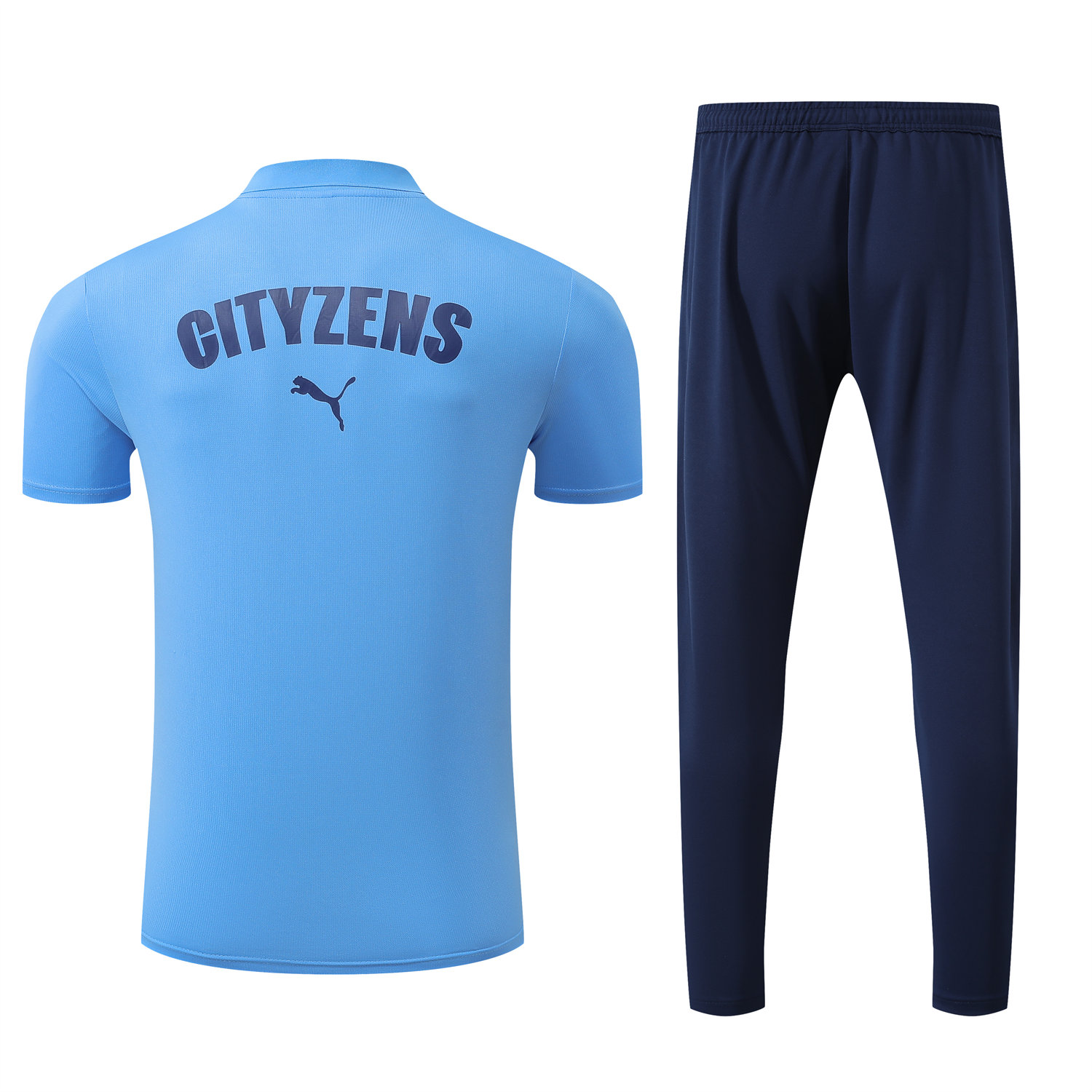 foot-Manchester City 25-26 POLO Short-Sleeve Training Set - Blue Top and Deep Blue Pants