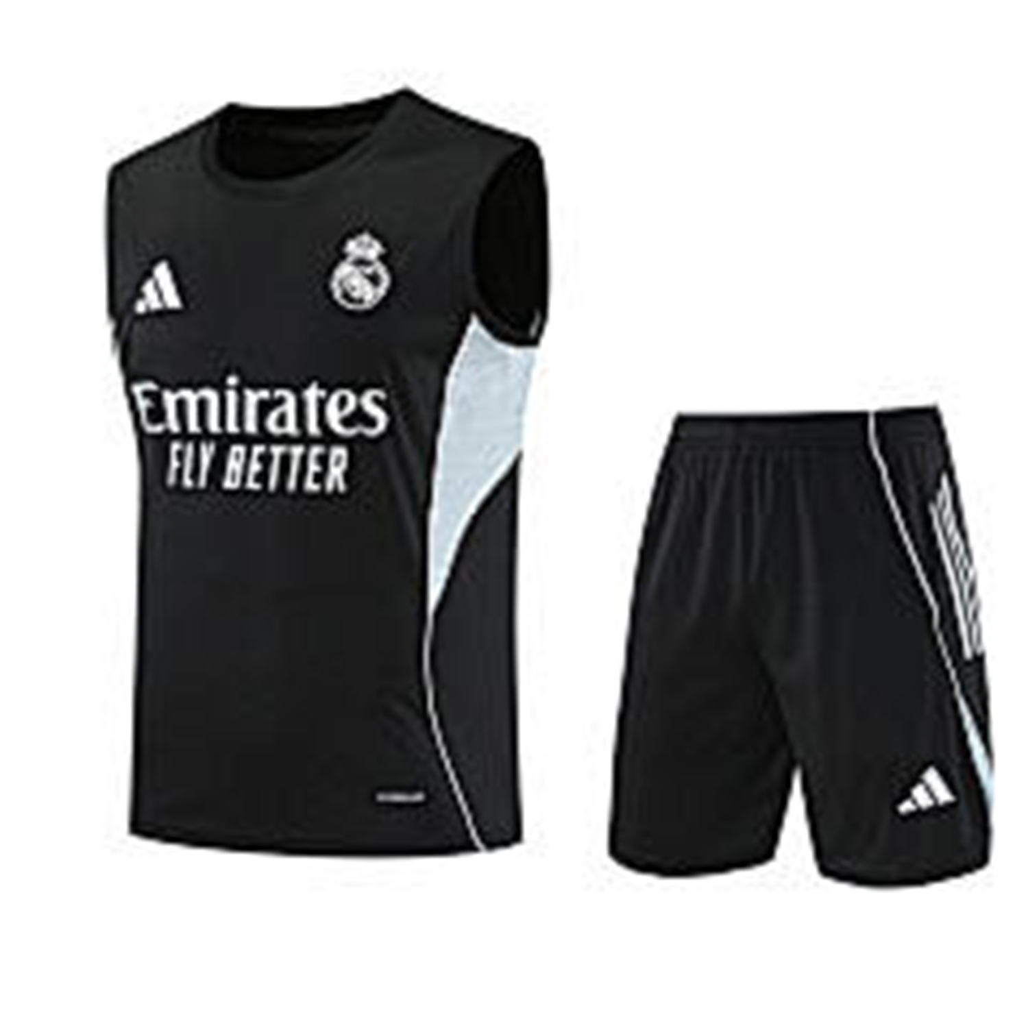 foot-Real Madrid 25-26 Vest Training Set - Black And Light Grey Vest & Black Shorts
