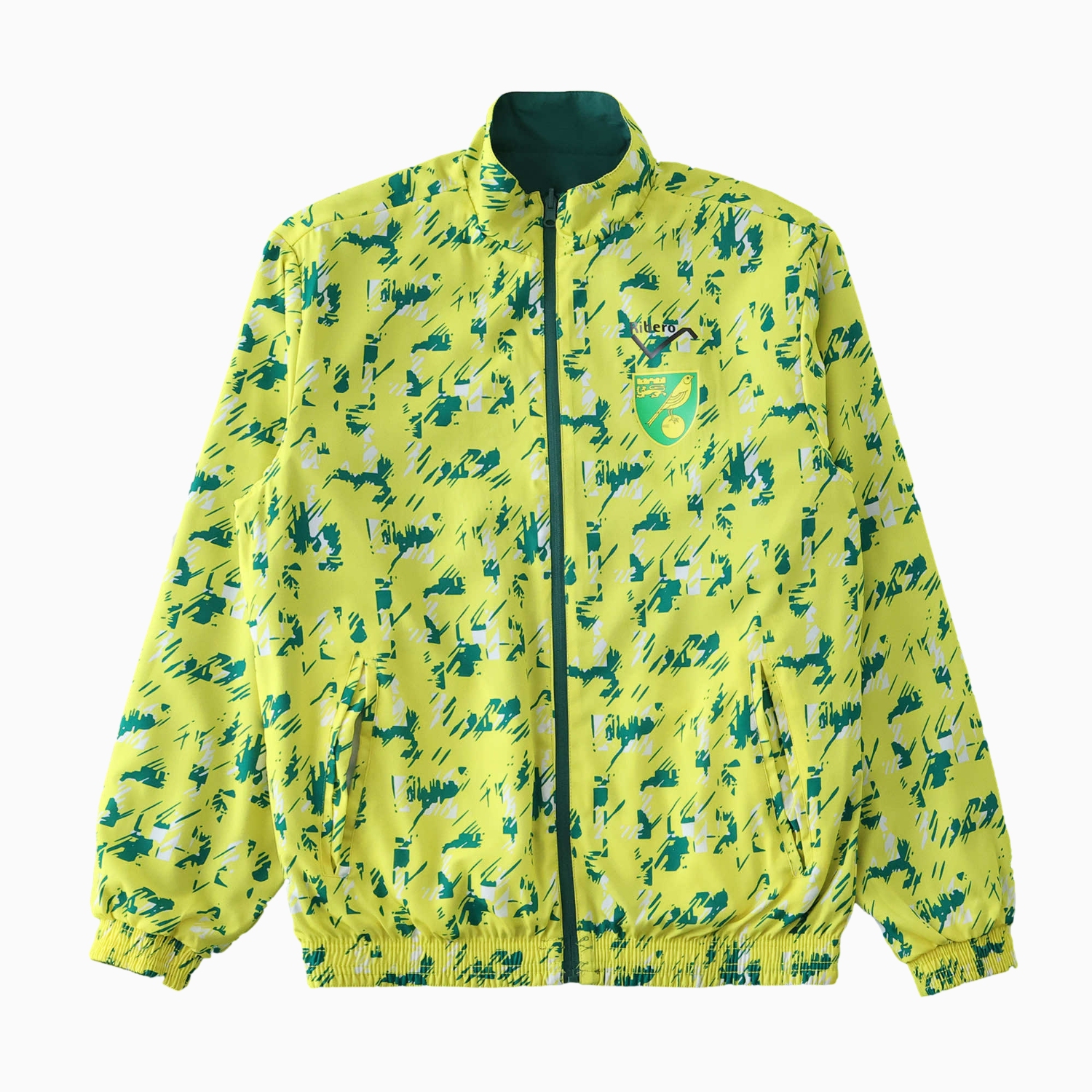 foot-Norwich City 1992-94 Retro Style Double Sided Reversible Windbreaker - Green & Yellow