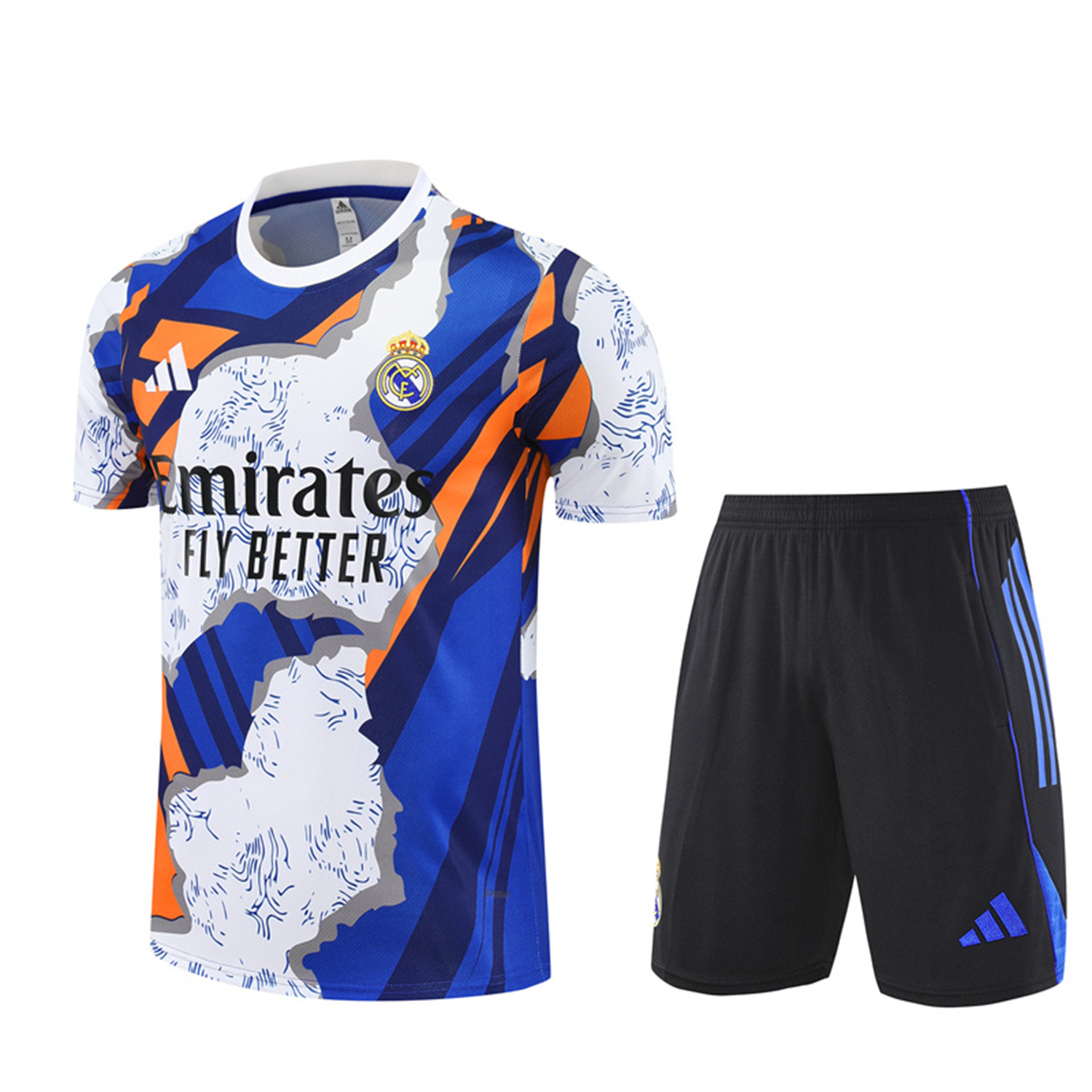 foot-Real Madrid 25-26 Short-Sleeve Training Set - CamouflageTop & Black Shorts