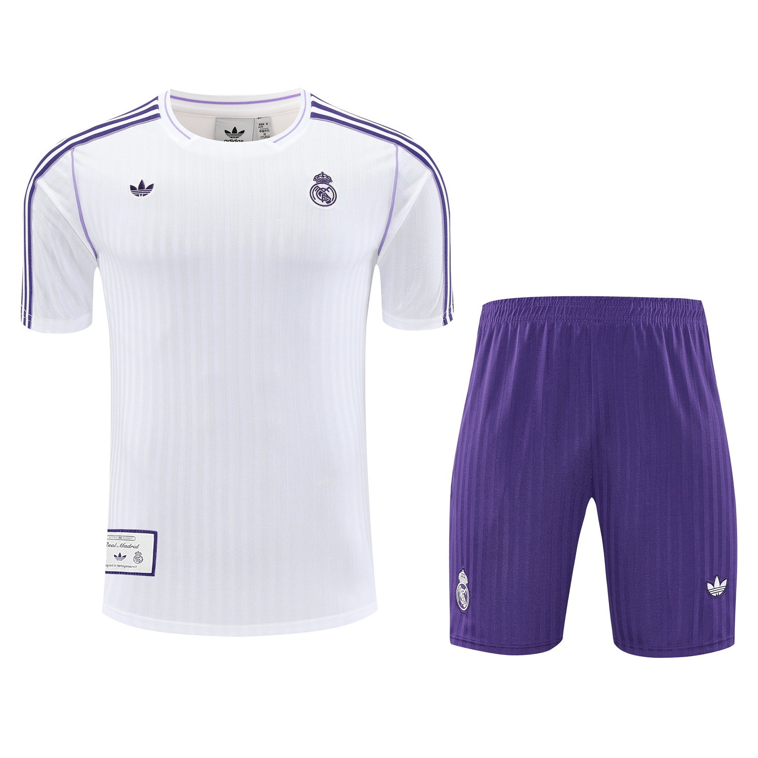 foot-Real Madrid 25-26 Short-Sleeve Training Set - Purple And White Top & Purple Shorts