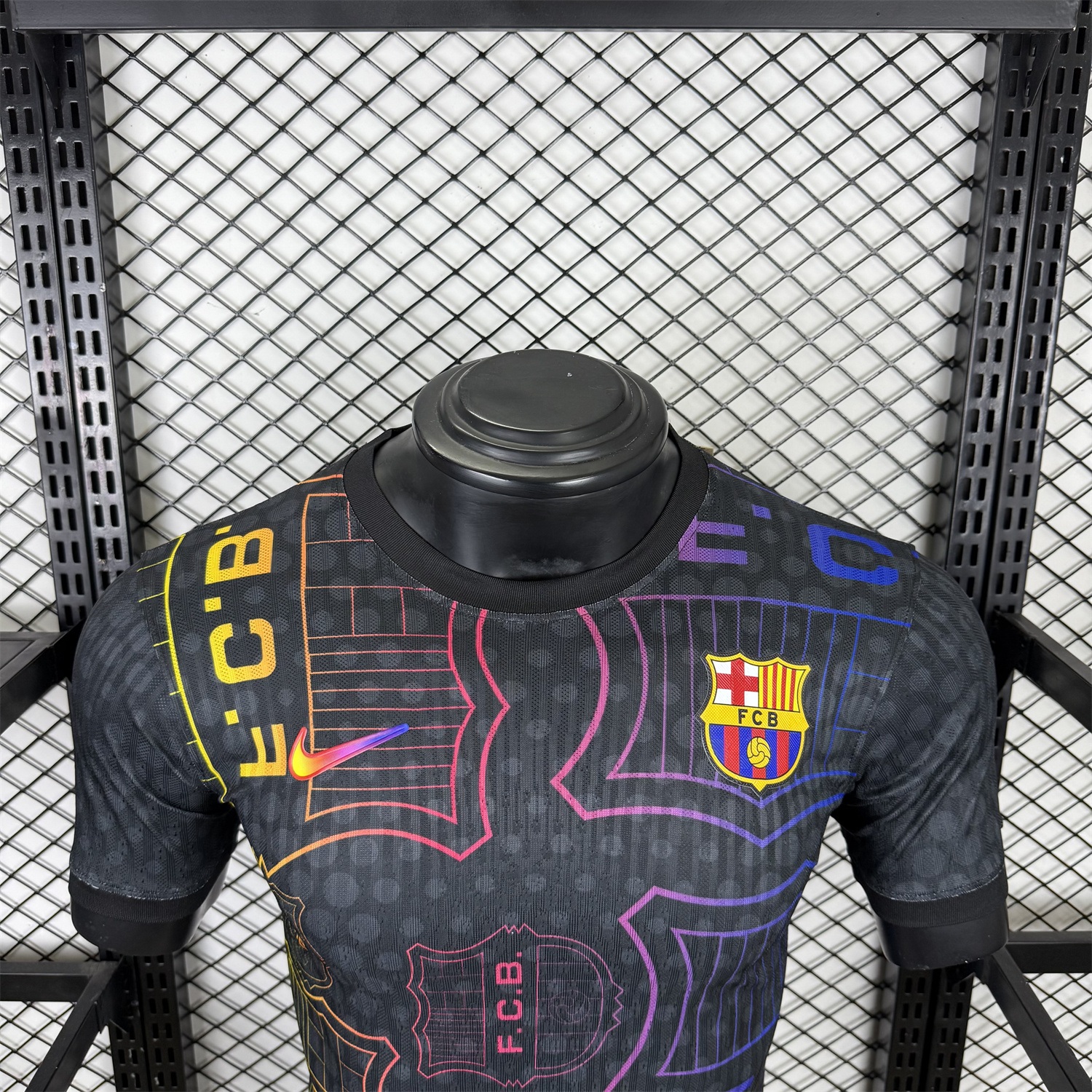 foot-Barcelona 25-26 Fluorescent Team Logo Lines Black Jersey - Player Version