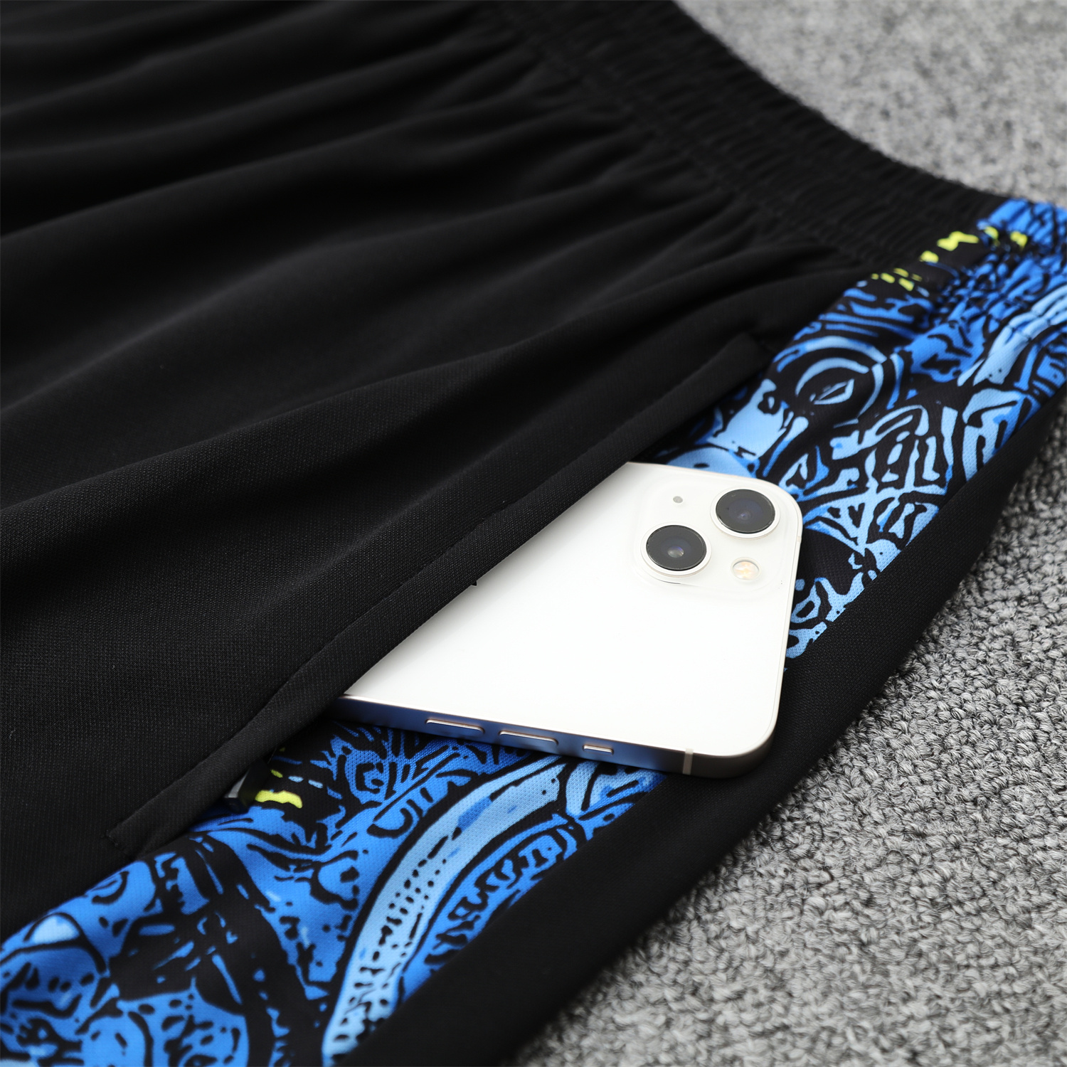 foot-Brazil 25-26 Blue Jesus Statue Vest Training Set - Blue Vest & Black Shorts