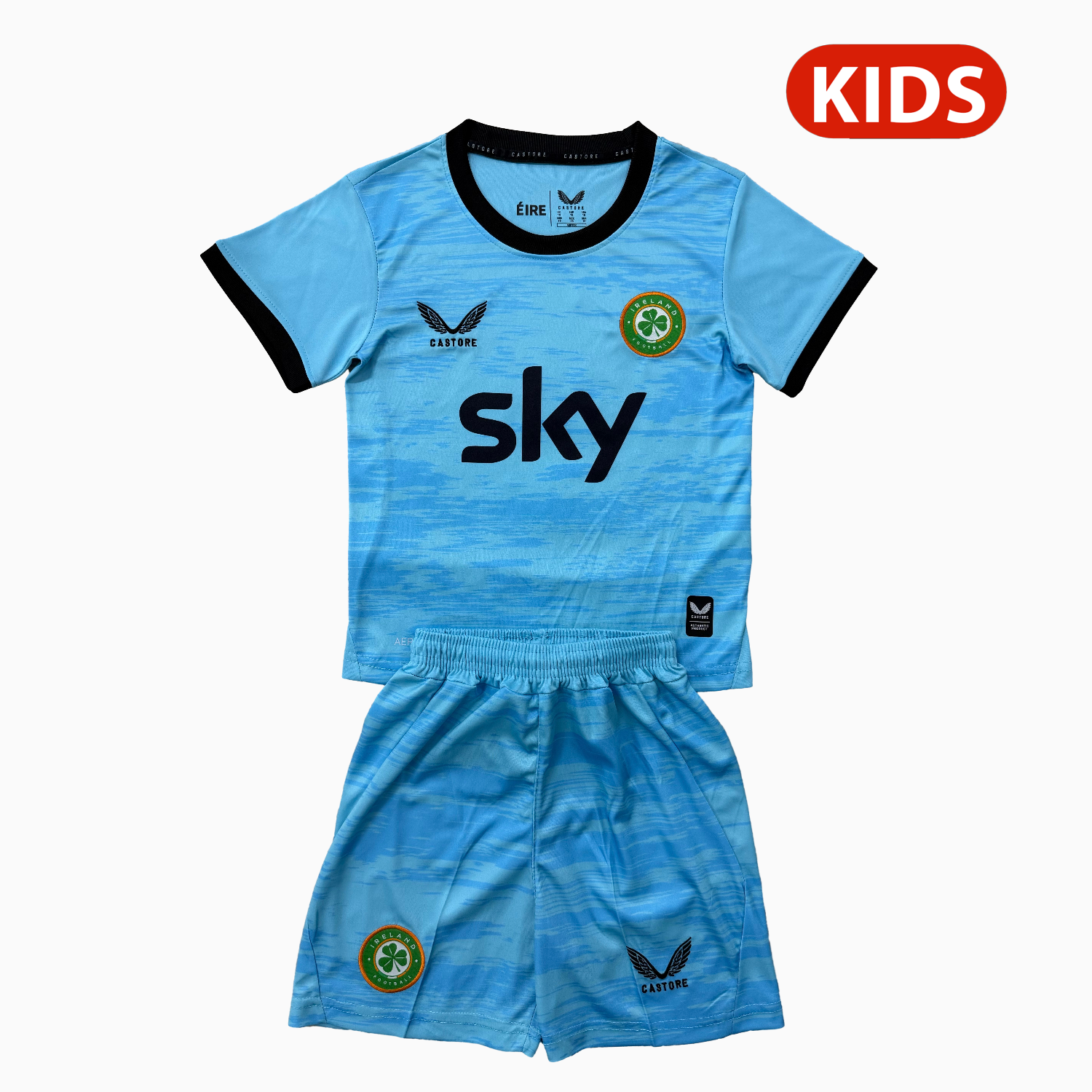 Unitedfootballkit.com | Ireland 2026 Blue Goalkeeper Kids Kit -Customize Name, Number and Patch | Worldwide Shipping