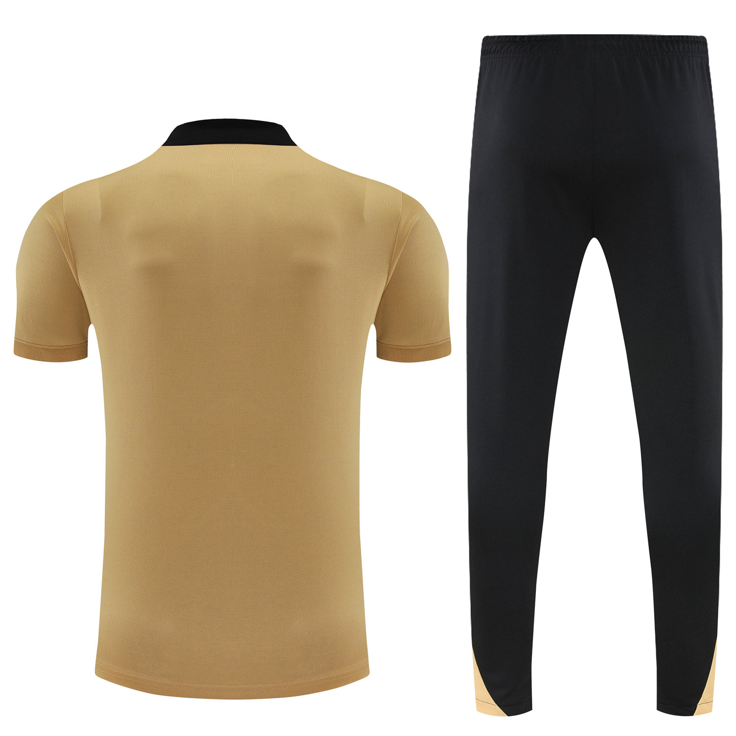 foot-Barcelona 25-26 POLO Short-Sleeve Training Set - Light Brown Top and Black Pants