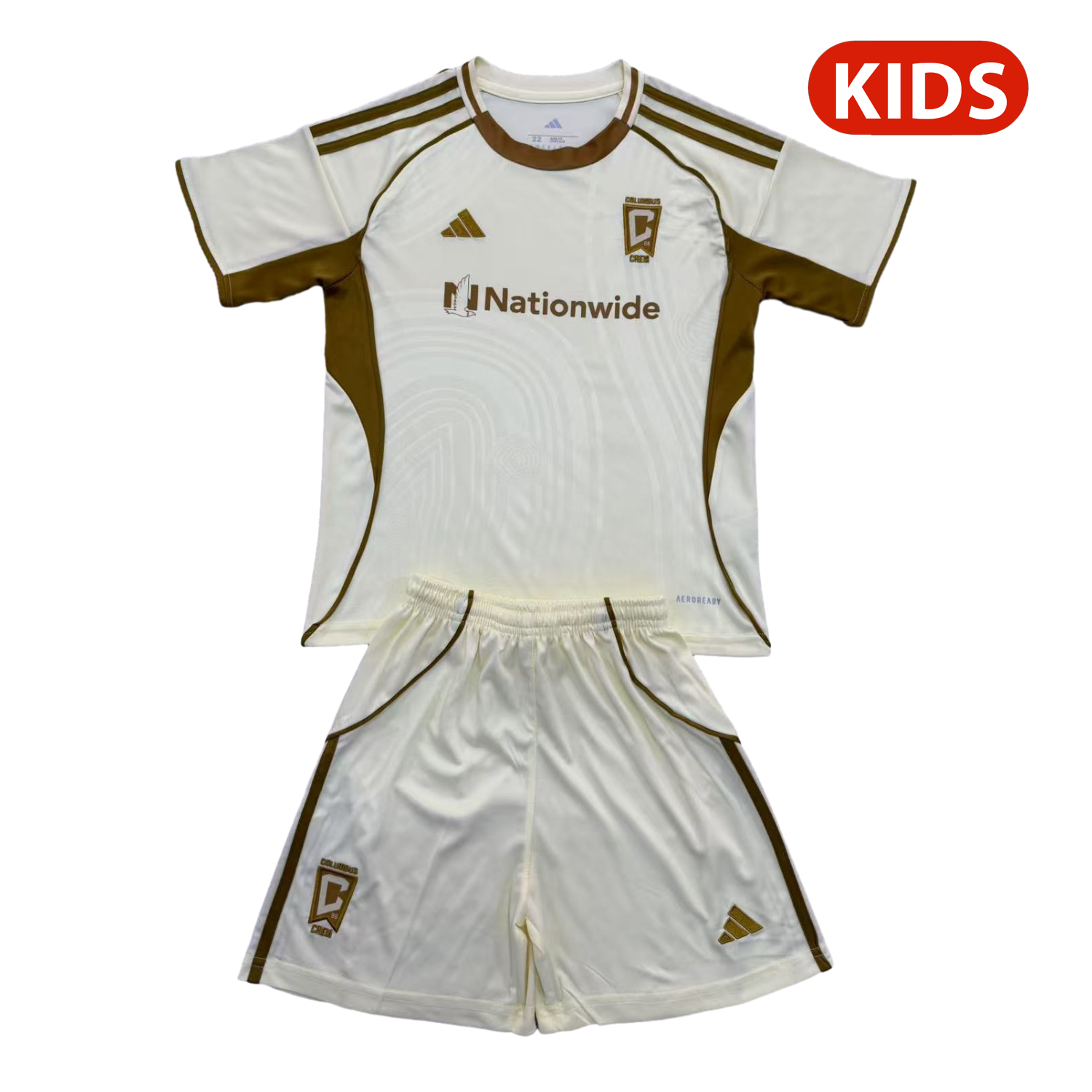foot-Columbus Crew 25-26 Light Yellow Pre-Match Training Kids Kit