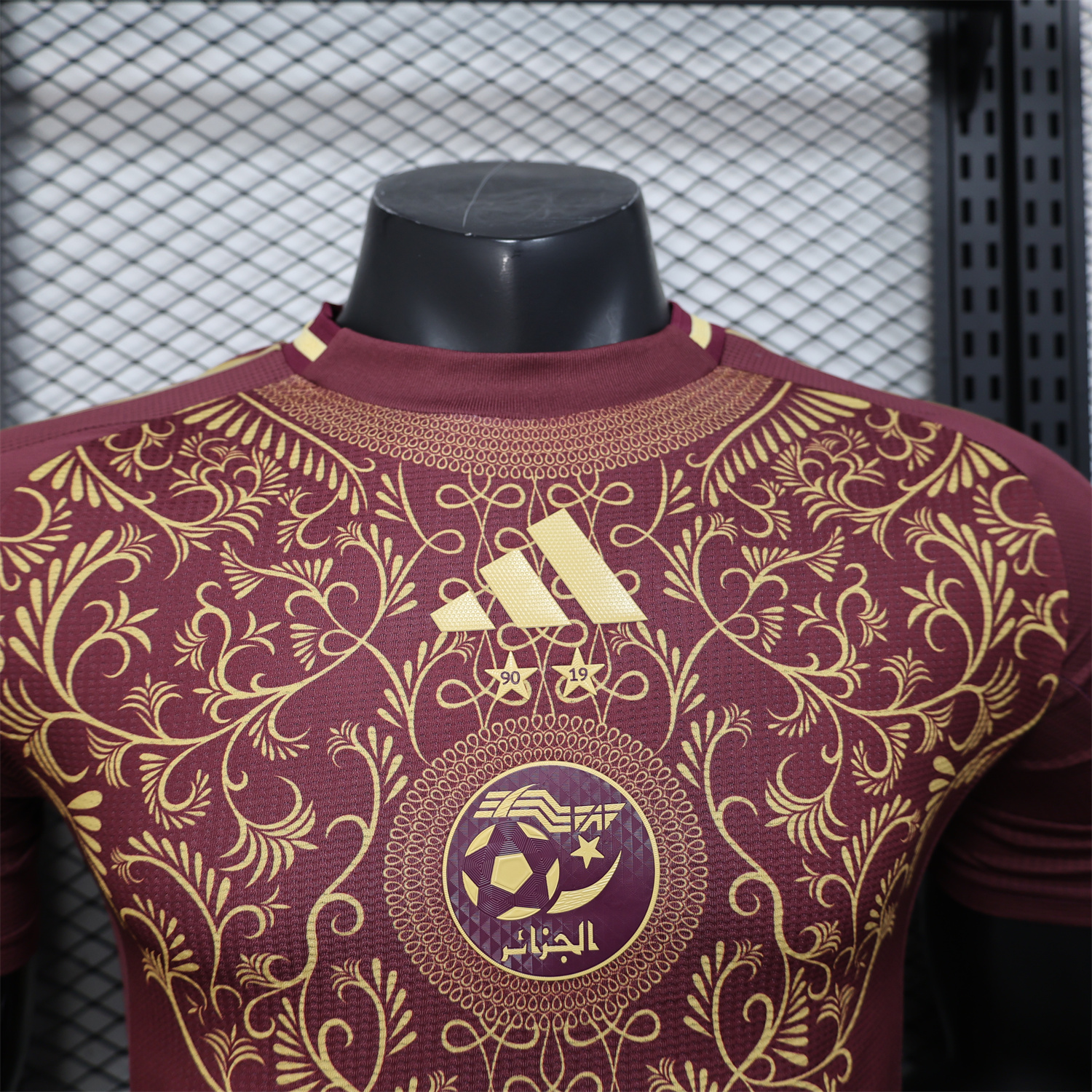 foot-Algeria 25-26 Burgundy Jersey with Chest Pattern Decoration - Player Version