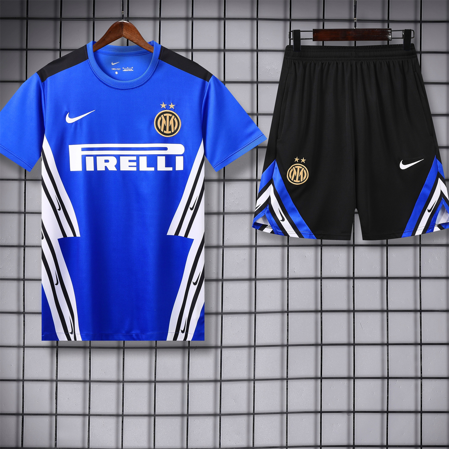 foot-Inter Milan 25-26 Short-Sleeve Training Set - Blue Top & Black Shorts