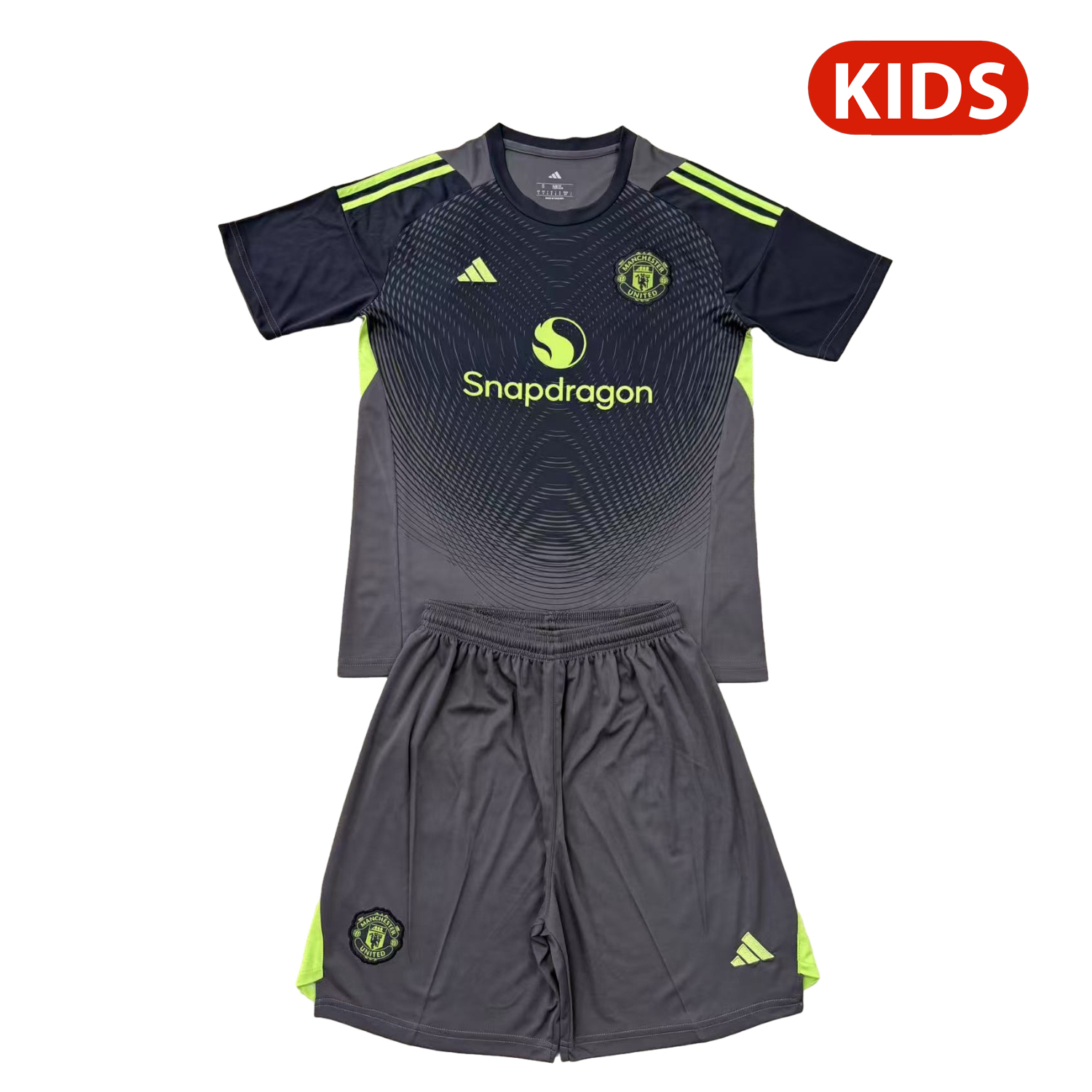 foot-Manchester United 25-26 Grey Black Goalkeeper Kids Kit