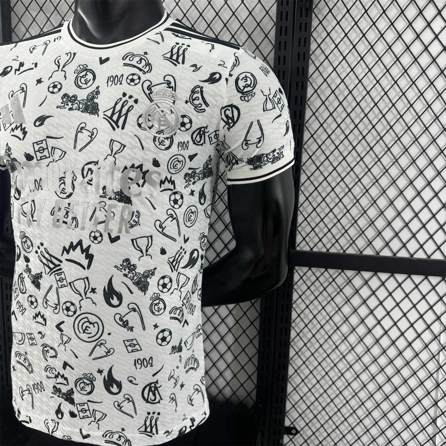 foot-Real Madrid 25-26 White Special Jersey with Black Emoji Icons - Player Version