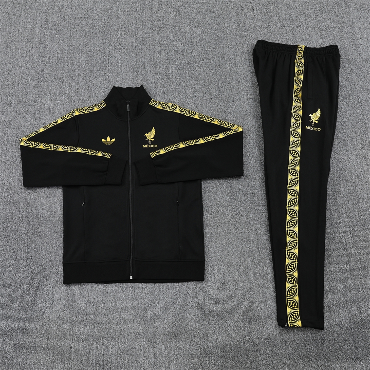 foot-Kids Mexico 2025 Gold Cup Kids Jacket Training Tracksuit - Black Top & Pants