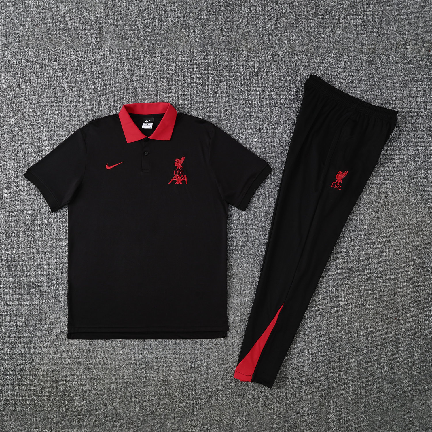 foot-Liver.pool 25-26 POLO Short-Sleeve Training Set - Black Top and Pants