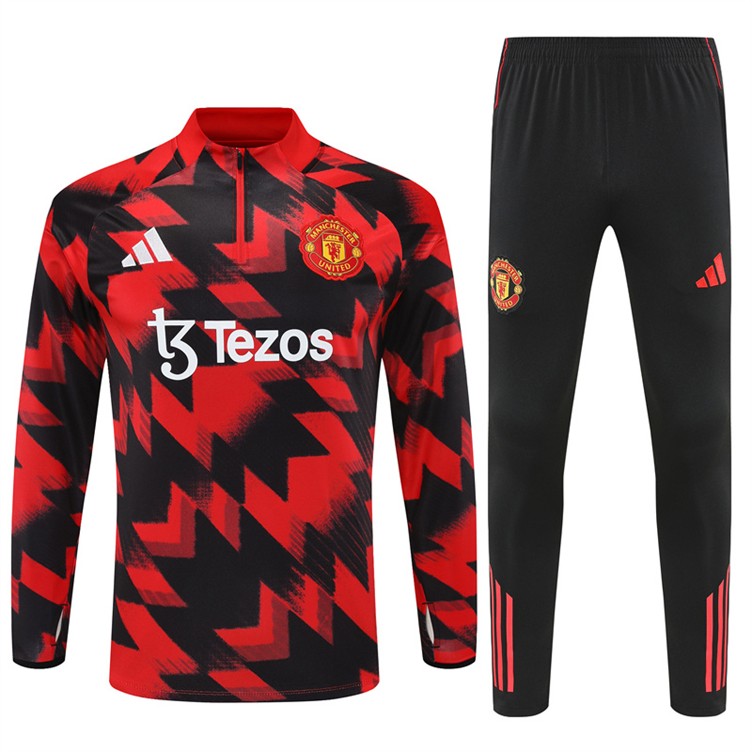 foot-Manchester United 25-26 Kid Long Sleeves Training Set - Red-Black Top & Black Pants