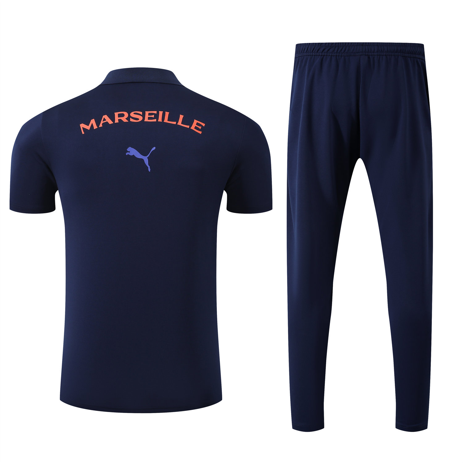 foot-Marseille 25-26 POLO Short-Sleeve Training Set - Deep Blue Top and Pants