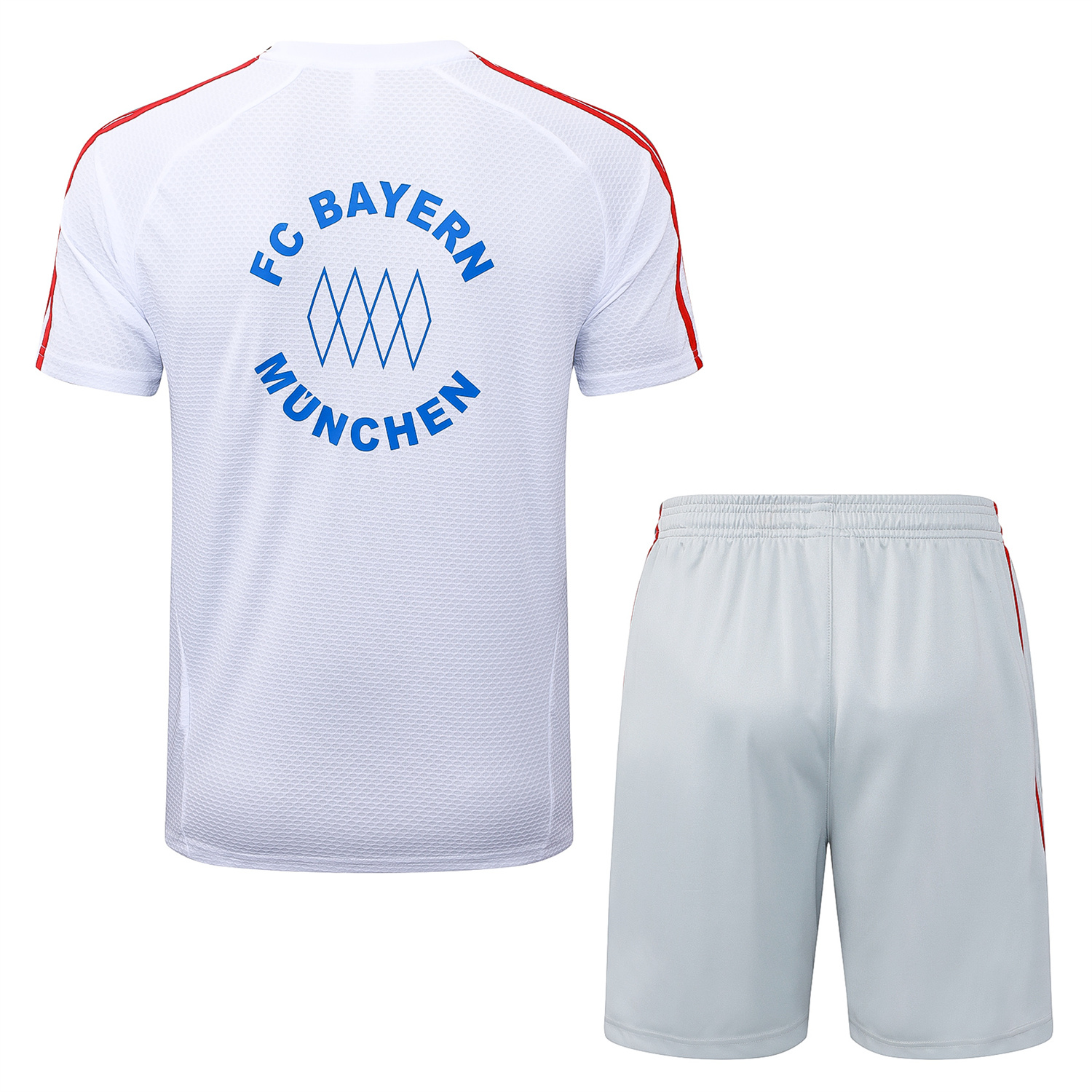 foot-Bayern Munich 25-26 Short-Sleeve Training Set - White Throwback Top & Grey Shorts
